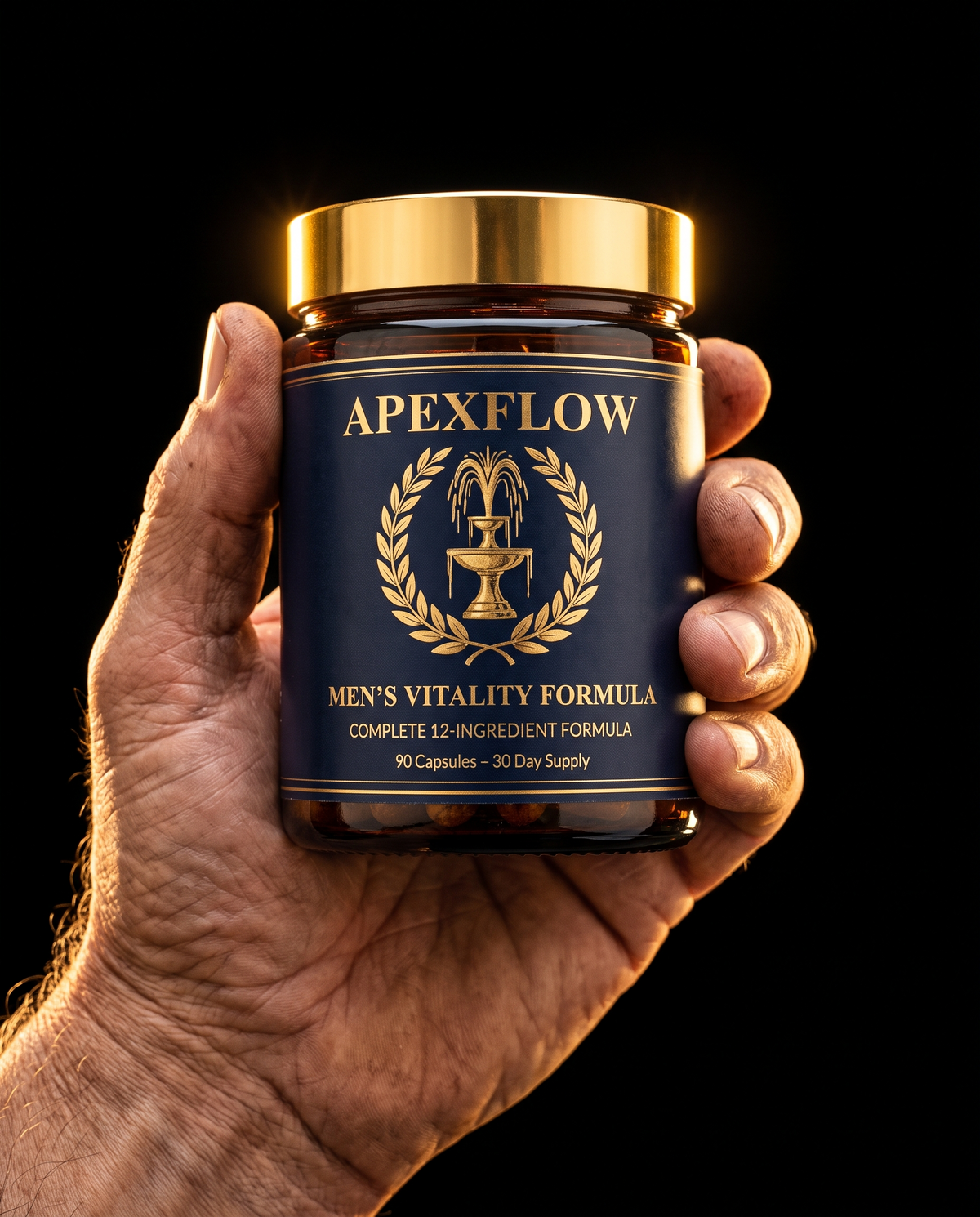 APEXFLOW bottle held in a man's hand