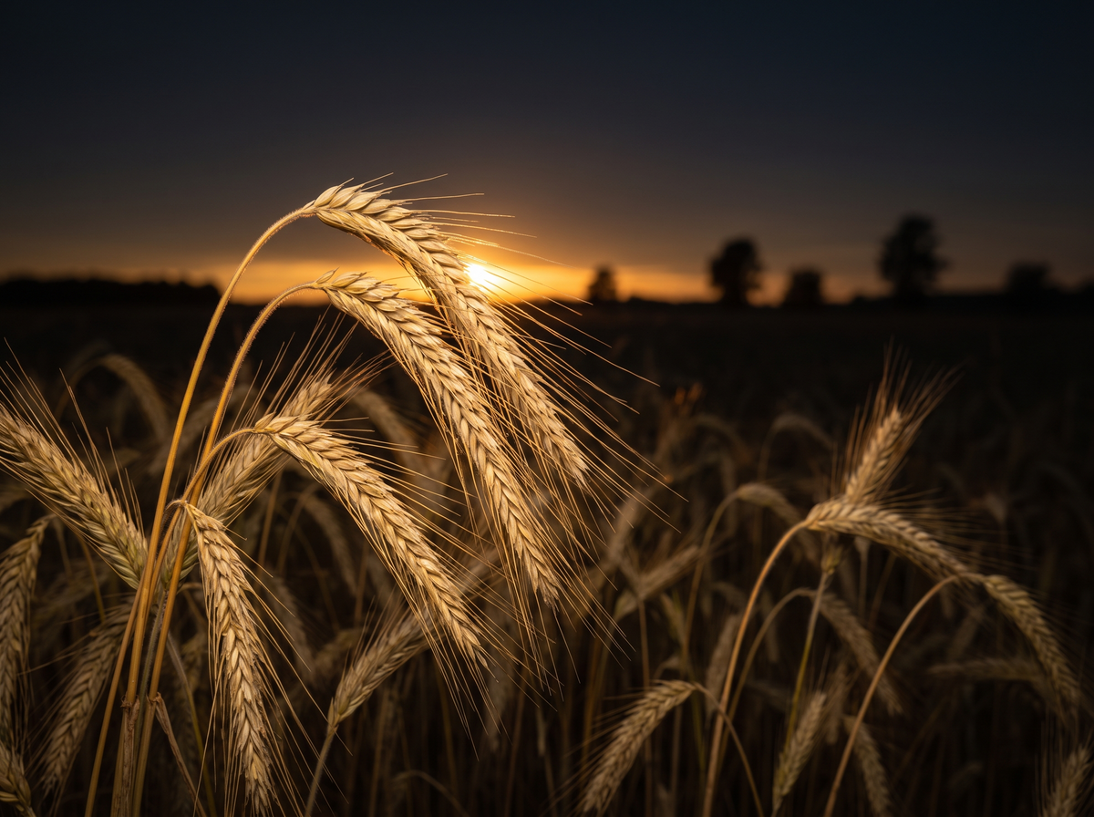 A rye field at dusk